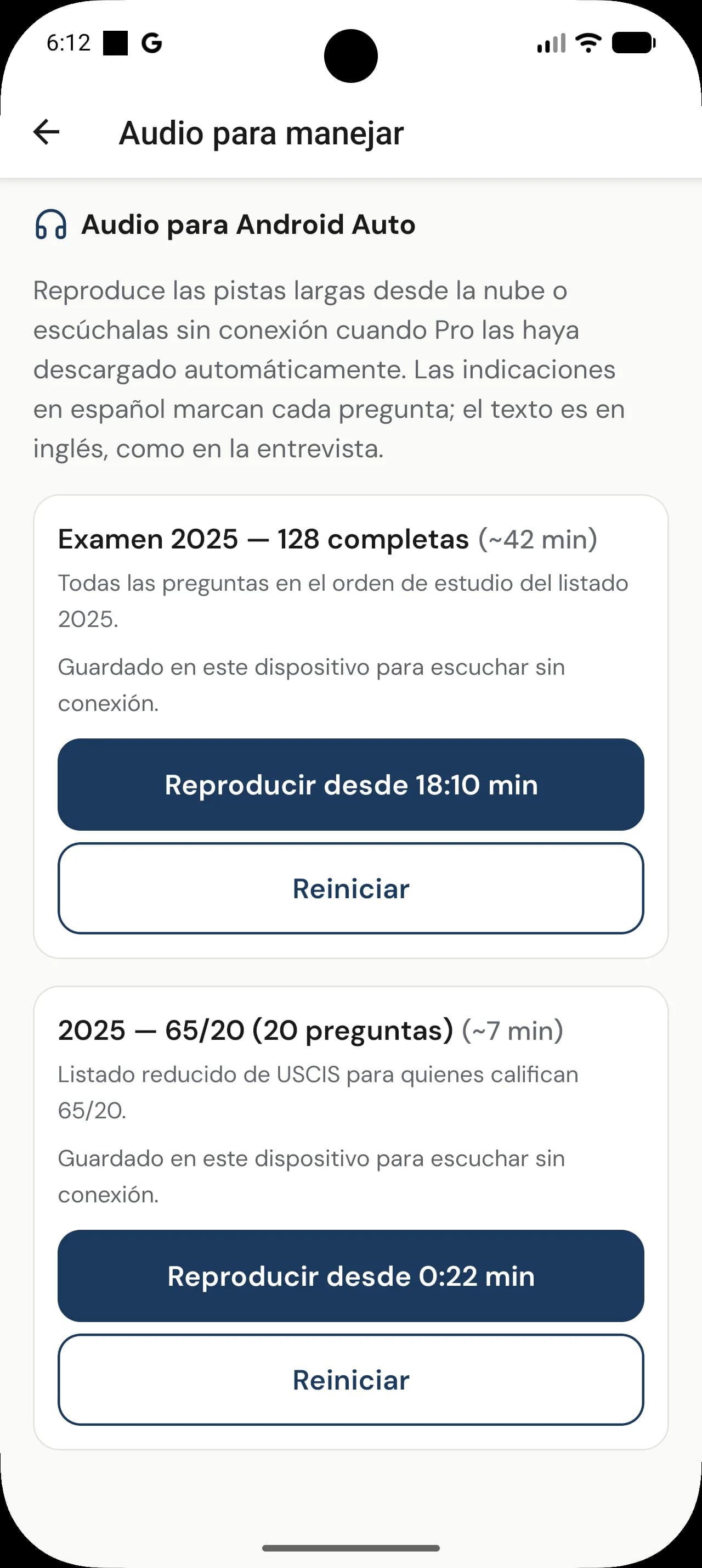 Audio largo para manejar